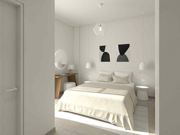 Interior of a room at Mirtia Studios in Sifnos