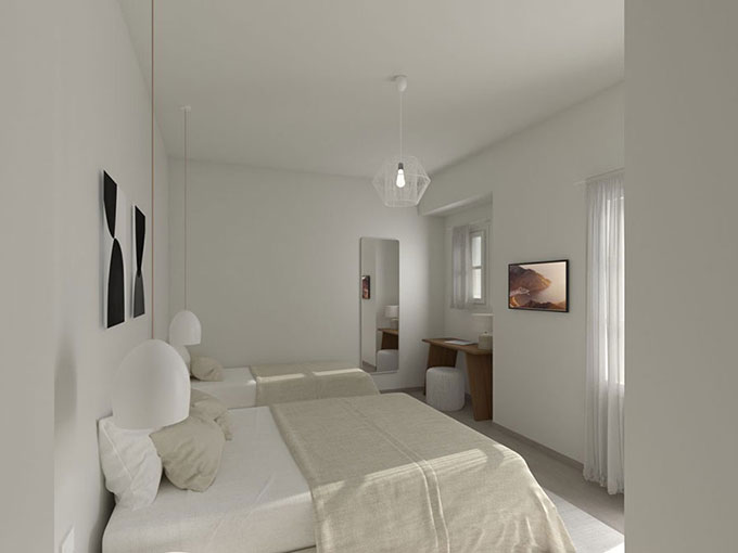 Interior of a room at Mirtia Studios in Sifnos