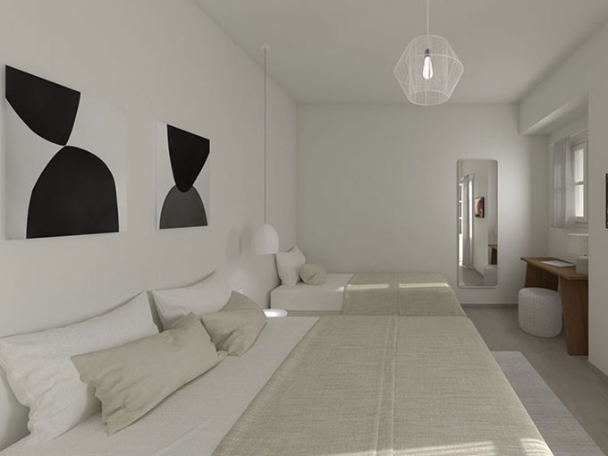 Interior of a room at Mirtia Studios in Sifnos